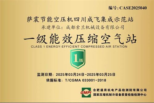 薩震節(jié)能空氣壓縮機(上海)有限公司與成都索蘭機械合作(圖1)