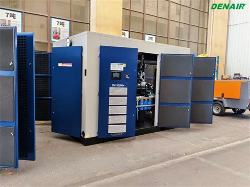 六臺355KW雙壓縮噴油螺桿空氣壓縮機排隊整齊(圖1)